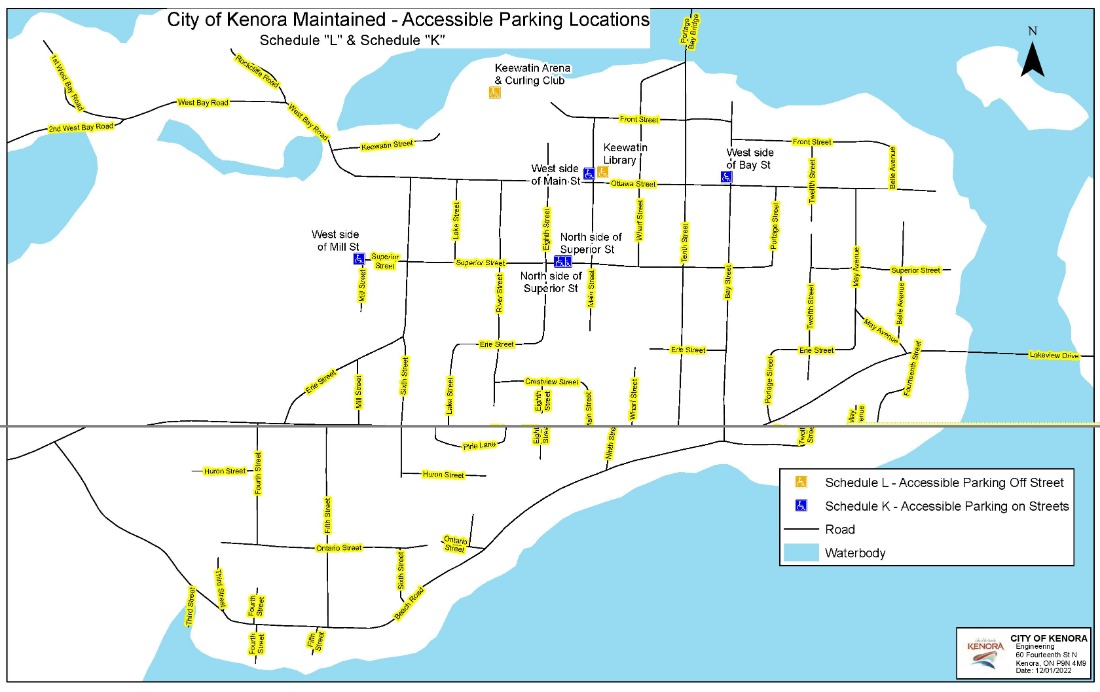 Map showing accessible parking in Keewatin