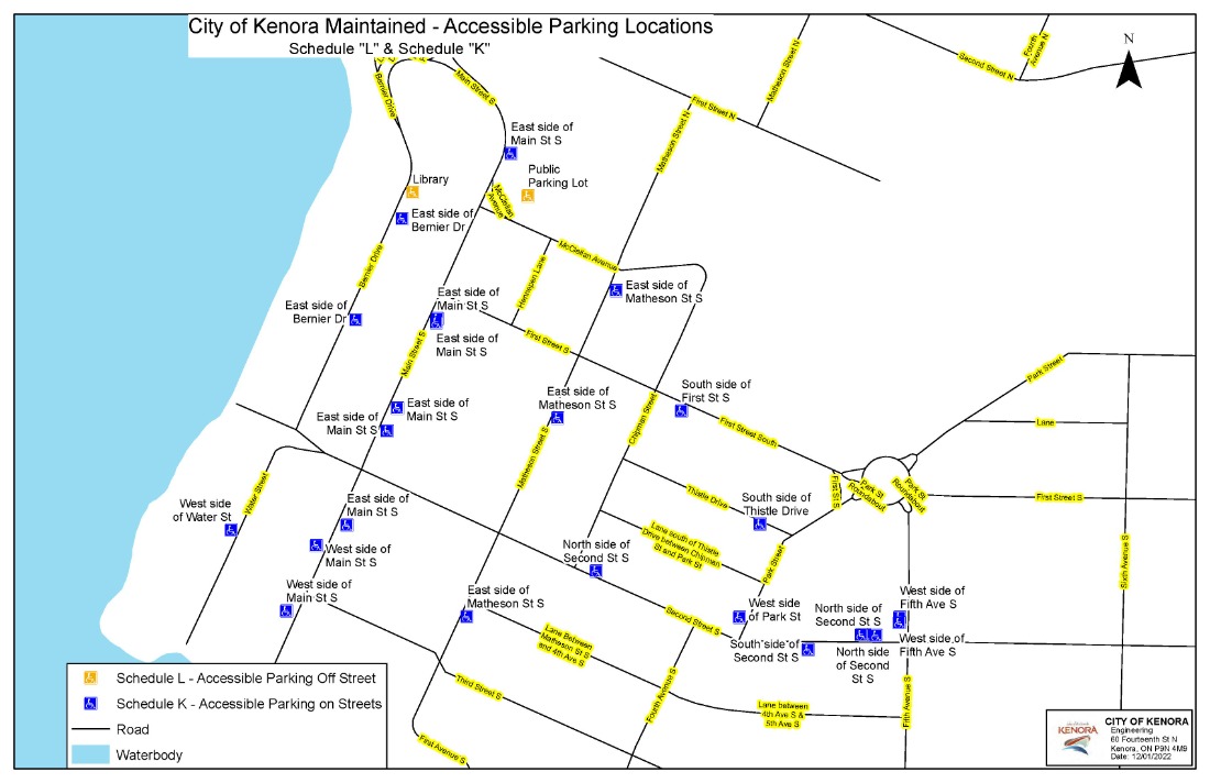 Map showing accessible parking in downtown